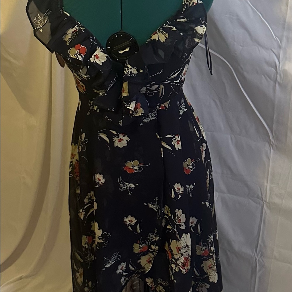 Hot Miami Styles Blue Cream Maxi Sundress